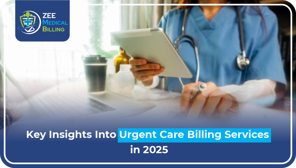 Key Insights Into Urgent Care Medical Billing Services In 2025 Zee Medical Billing Urgent Care Medical Billing Services 2025 Featuring Healthcare Professional Using Tablet For Efficient Billing Management
