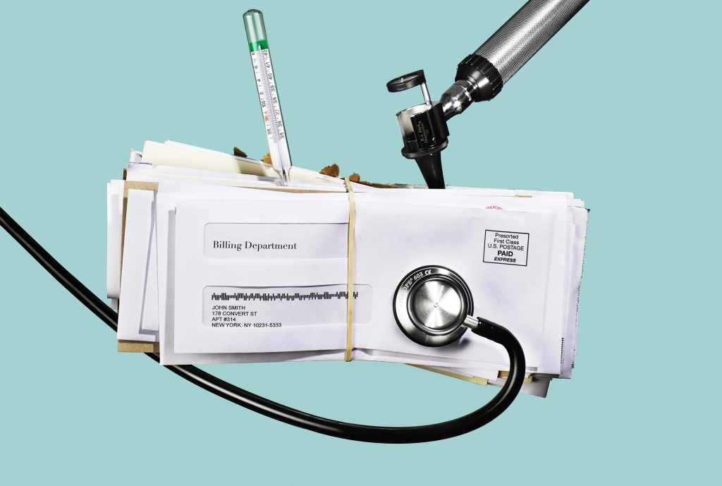 Why 80% Of Medical Bills Contain Errors – And How Your Practice Can Be In The 20% Medical Billing Errors Represented By Stack Of Billing Department Envelopes With Medical Equipment Including Stethoscope And Reflex Hammer Showing Common Healthcare Billing Mistakes